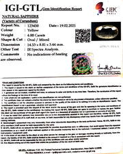 4.88/CT Natural yellow sapphire with Govt Lab Certificate-YELSA9U